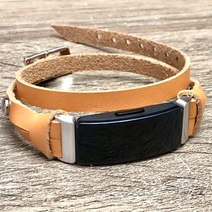 Genuine Tan Leather Bracelet for Fitbit Inspire HR